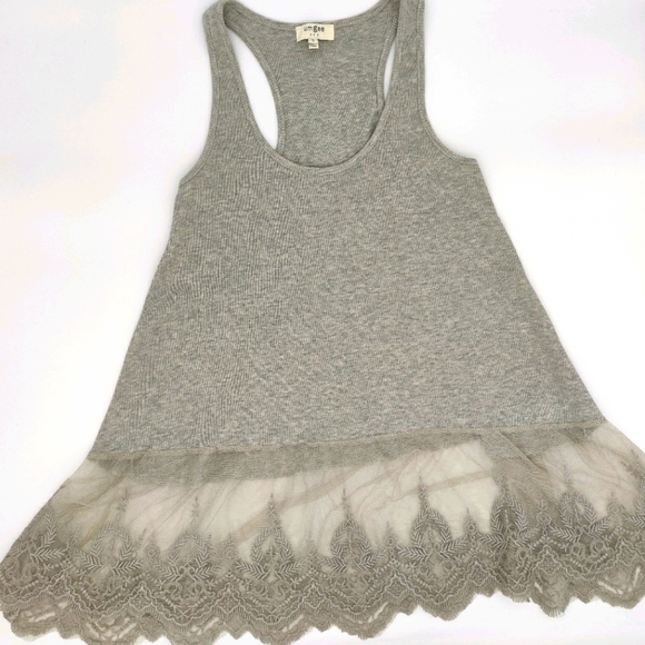 Umgee Tops - Umgee Grey Lace tunic tank S